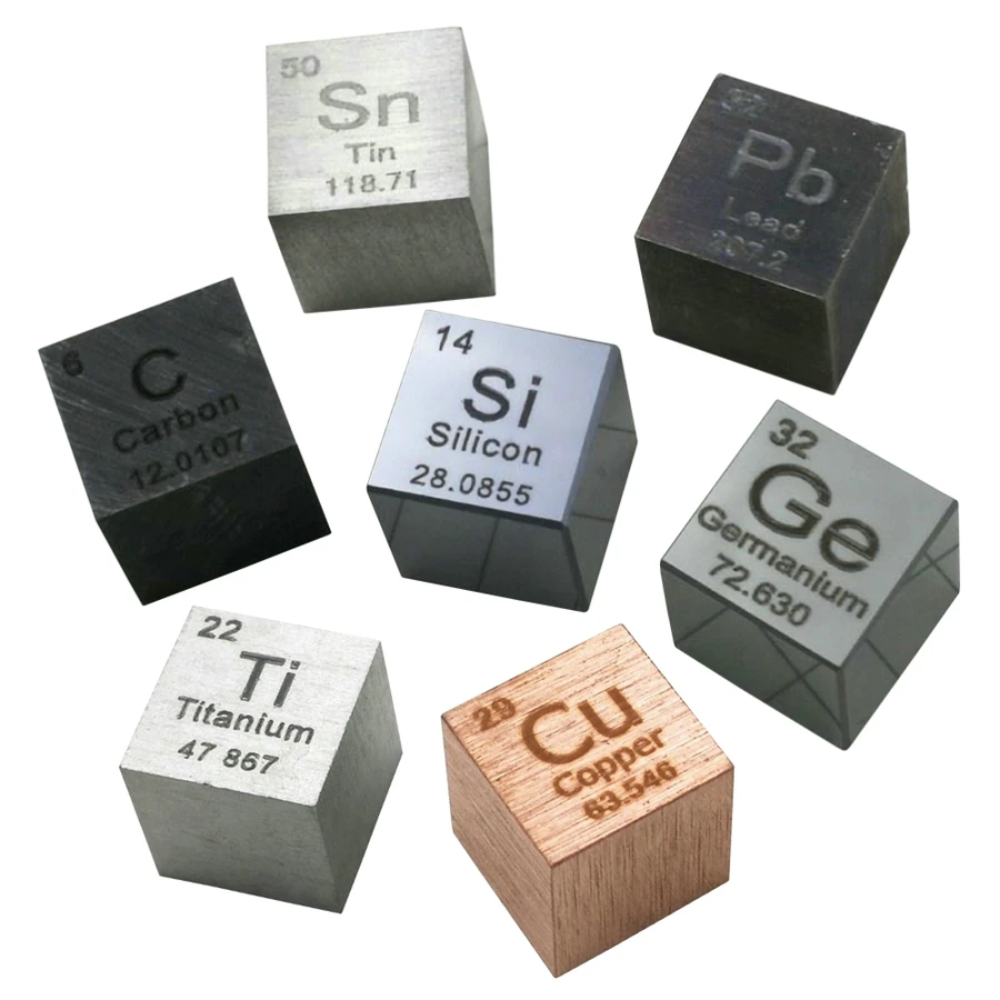 0.39 inch Metal Element Cubes Rare Elements Cube Square Physical Periodic Table Physical Collection Ornament Titanium Copper