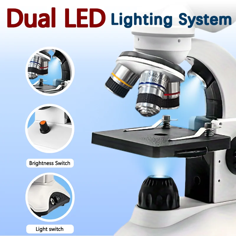 กล้องจุลทรรศน์กล้องส่องทางไกลชีวภาพ, กล้องจุลทรรศน์สําหรับผู้ใหญ่แบบพกพาพร้อมแหล่งกําเนิดแสงคู่, กล้องจุลทรรศน์กล้องส่องทางไกลสําหรับการทดลองผู้เริ่มต้น