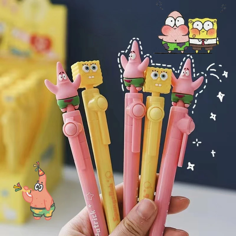 SpongeBob Gel Pen 0.38mm School Office Writing Supplies Patrick Decompression Anime Students Rotatable Pen Creative Stationery