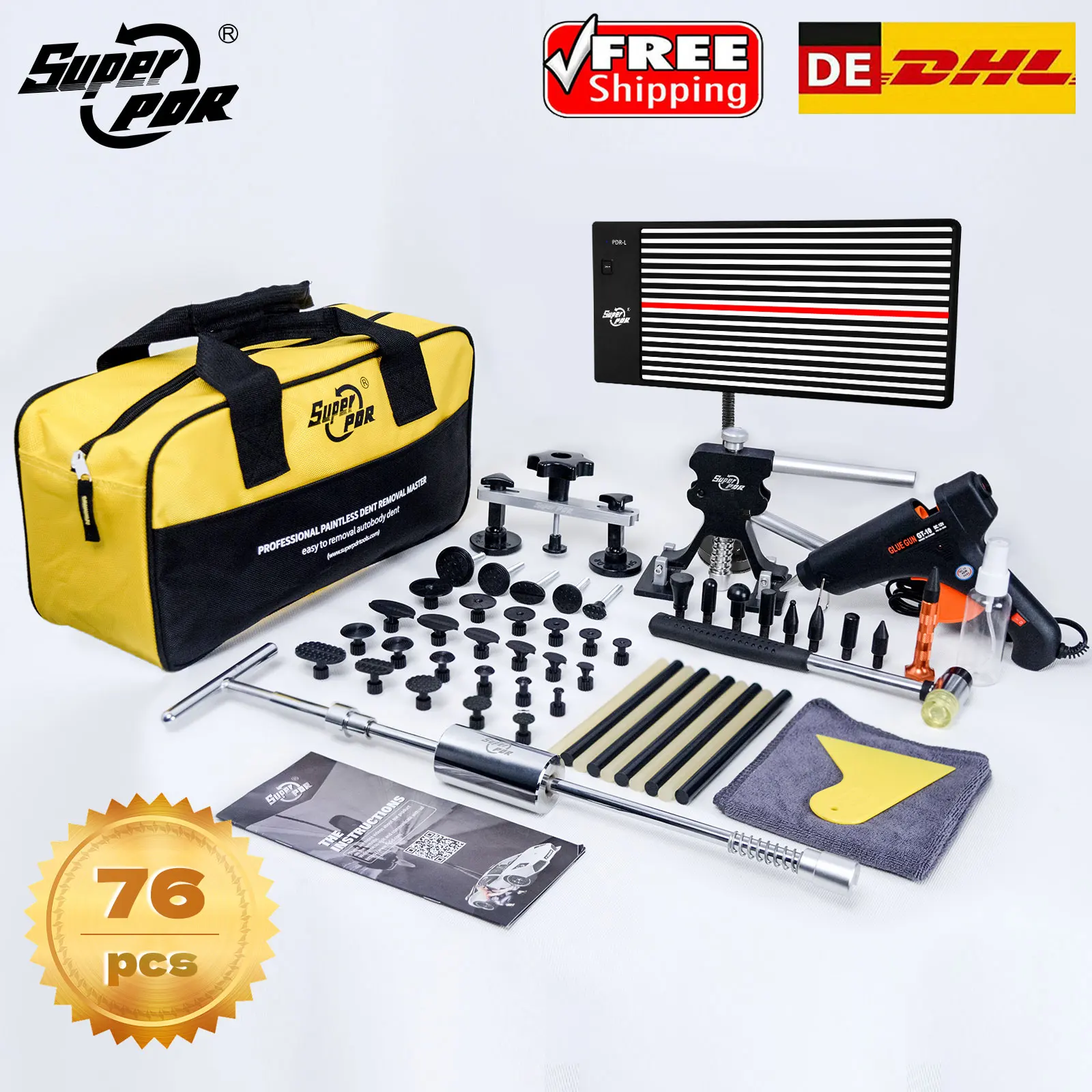 

PDR Paintless Car Dent Removal Kits Auto Dent Puller with Glue,Professional Car Hail Dent Repair Tool