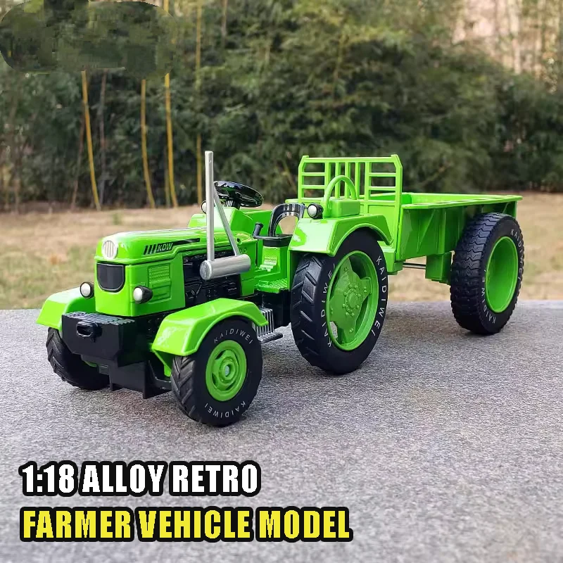 

Модель винтажного трактора из сплава 1:18, игрушечный фермерский прицеп, имитация сельскохозяйственной техники, подарок для детей на Рождество и Новый год
