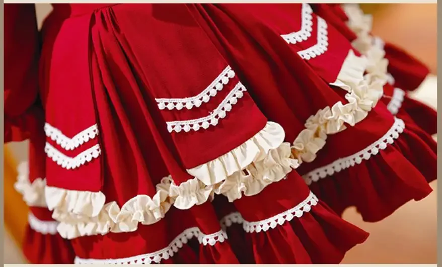 Nieuwe kinderen Lolita avondjurk boog ontwerp verjaardag doopfeest Pasen Eid rode jurken A2052
