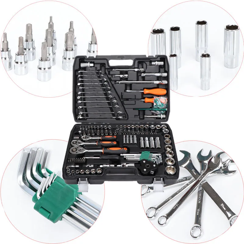 121 Pcs Car Repair Tool Set Mechanics Socket Wrench Kit Manual Hand Tools for Auto Maintenance