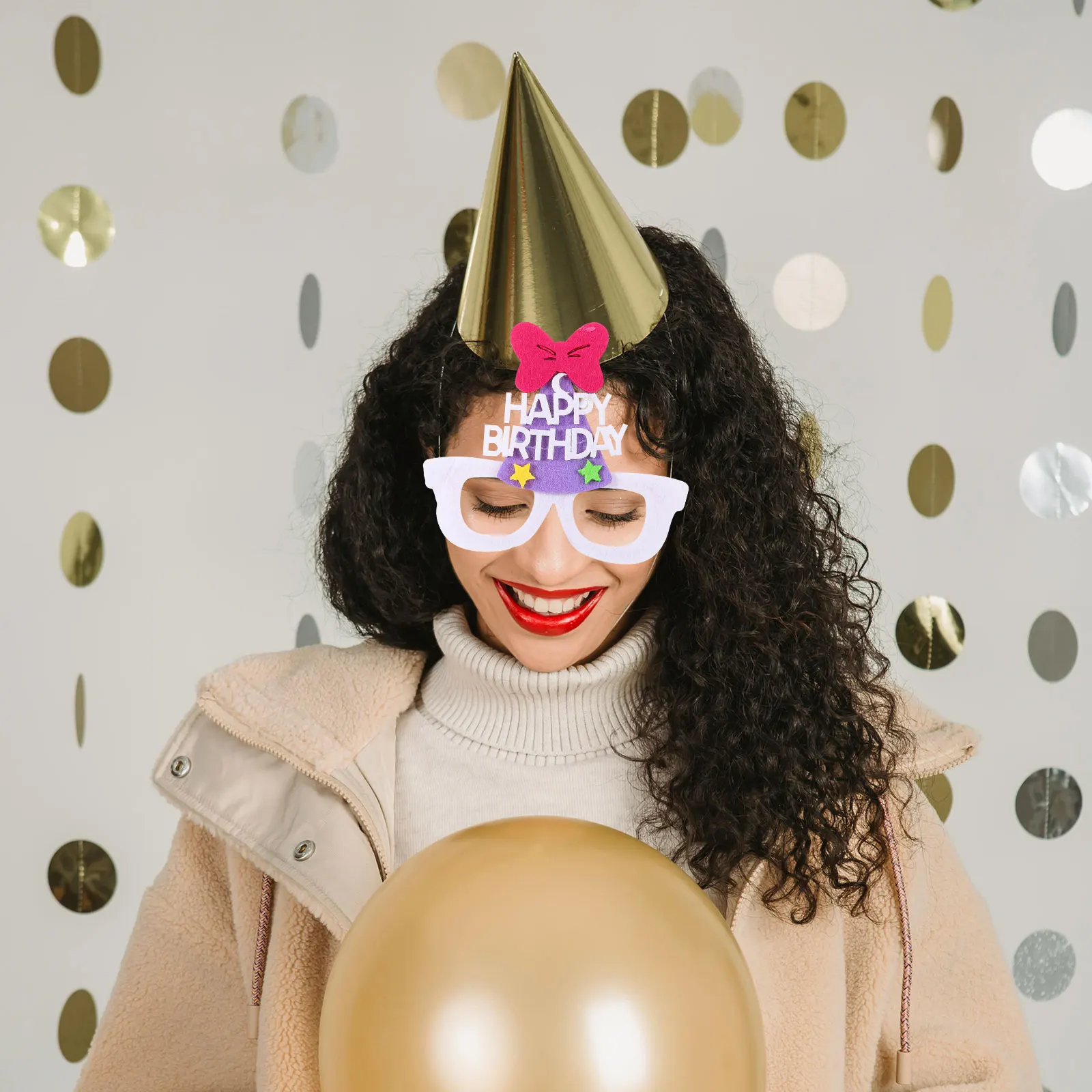 

2pcs Funny Birthday Party Glasses Props Creative Felt Eyeglasses Novelty Photo Booth Reusable Festival Cosplay Eyewear Birthday