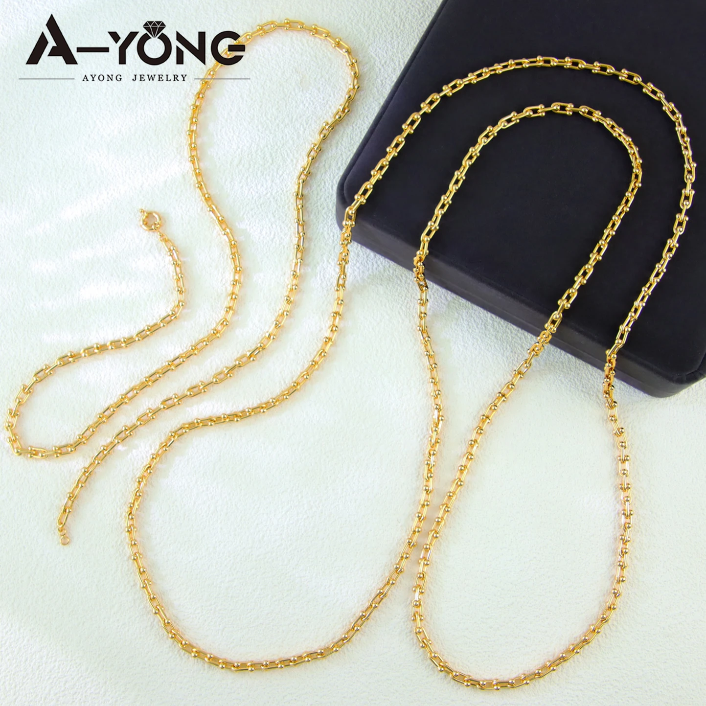 Luxus Dubai Hochzeit Gold Farbe Lange Halskette 21k Gold Überzogene Italienische Mode Colliers Saudi Frauen Event Party Schmuck – Detail 6