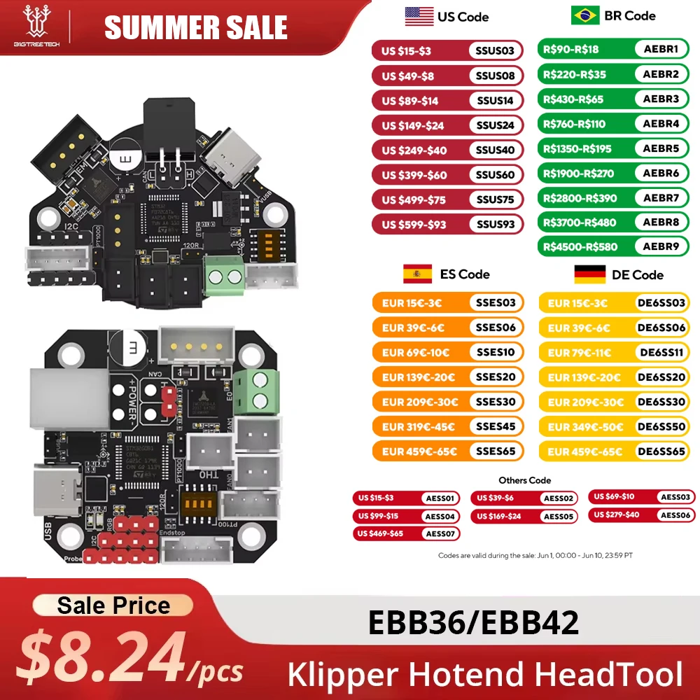 Płytka BIGTREETECH EBB36 EBB42 CAN GEN2 z obsługą Canbus PT100 do Klipper Hotend HeadTool, silnik krokowy 36, części do drukarki 3D Ender3