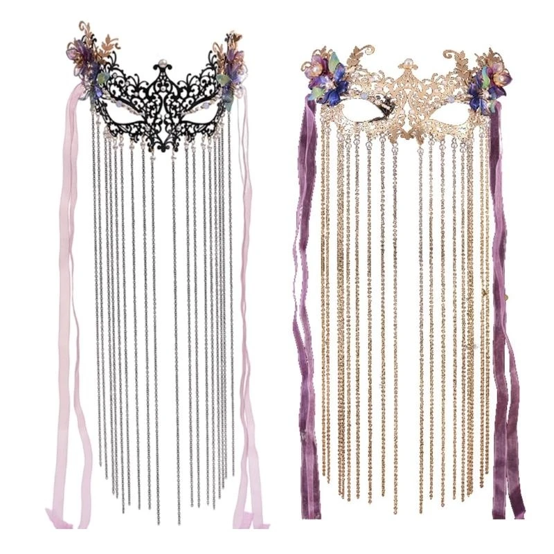 

Cultural Dance Mask with Flowing Tassels Vintage Masquerade Mask Wedding Jewelry 55KA