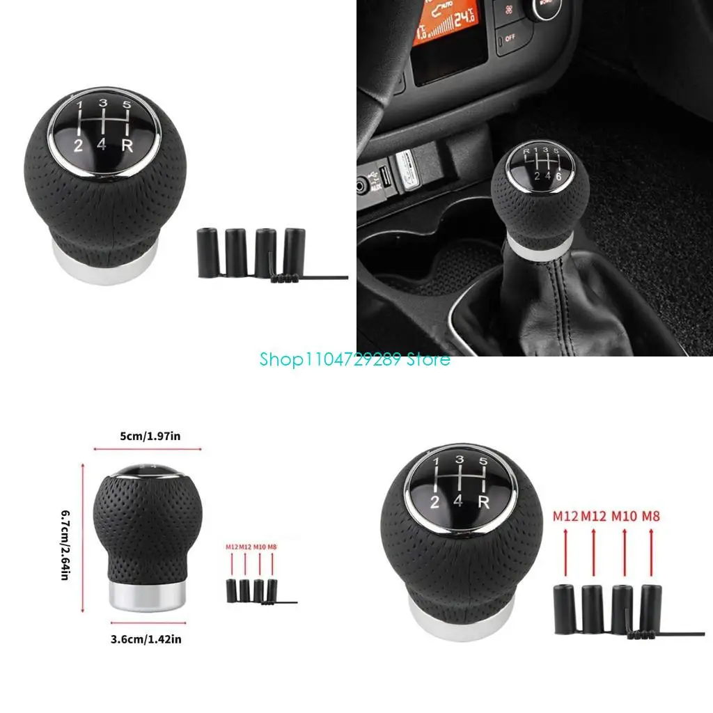 

D8KE Leather Gear Shifts Knob easy installs Leather Car Gear Shifter for Manual Car