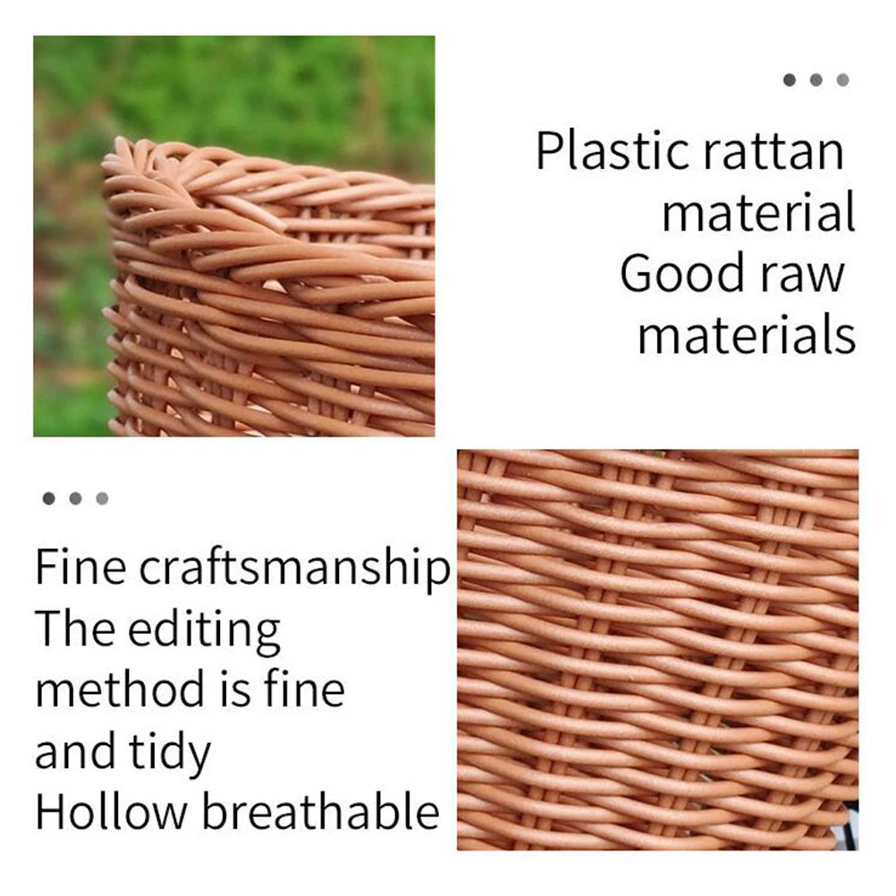 

1 pc Waterproof Children Basket Toddler Car Wicker Food Rattan Cycle Baskets Brown Large Space Durable Smooth Easy Attach Front