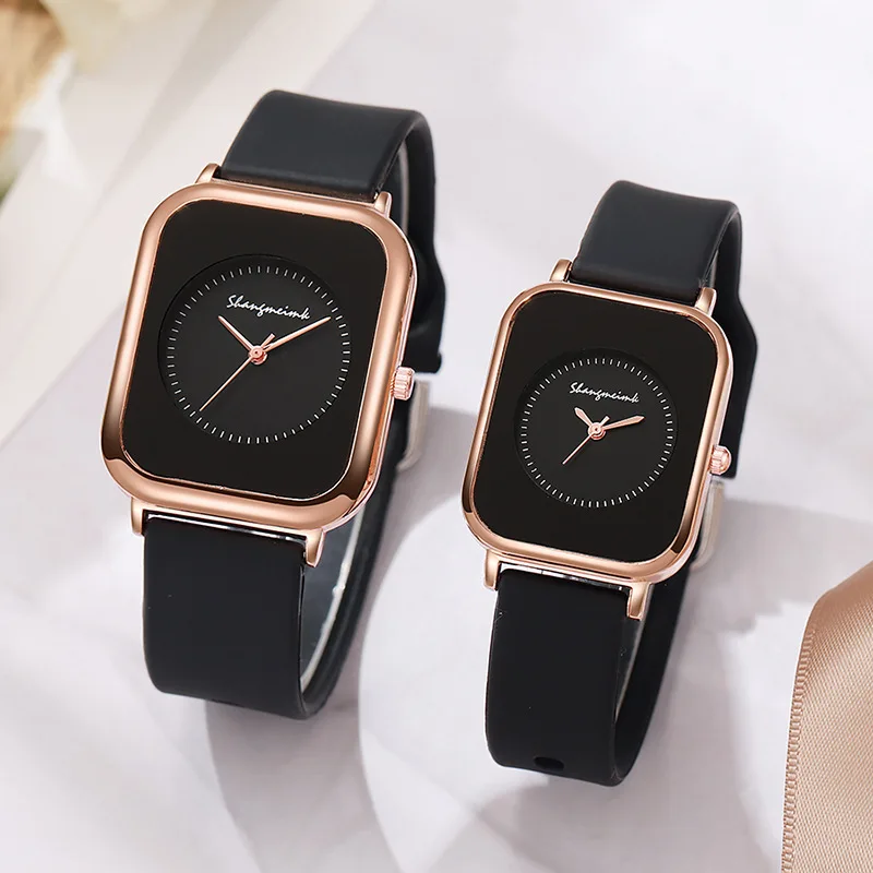 Couple Watches Woman Luxury Lover's Quartz Watch Student Rectangl Casual Jelly Silicone Watches For Gifts Women Relogio Feminino