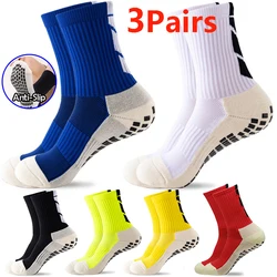 3 Pairs Glued Non Slip Football Socks Men reathable Solid Arrow Soccer Socks Thick Towel Silicone Grip Sports Running Socks Nylo