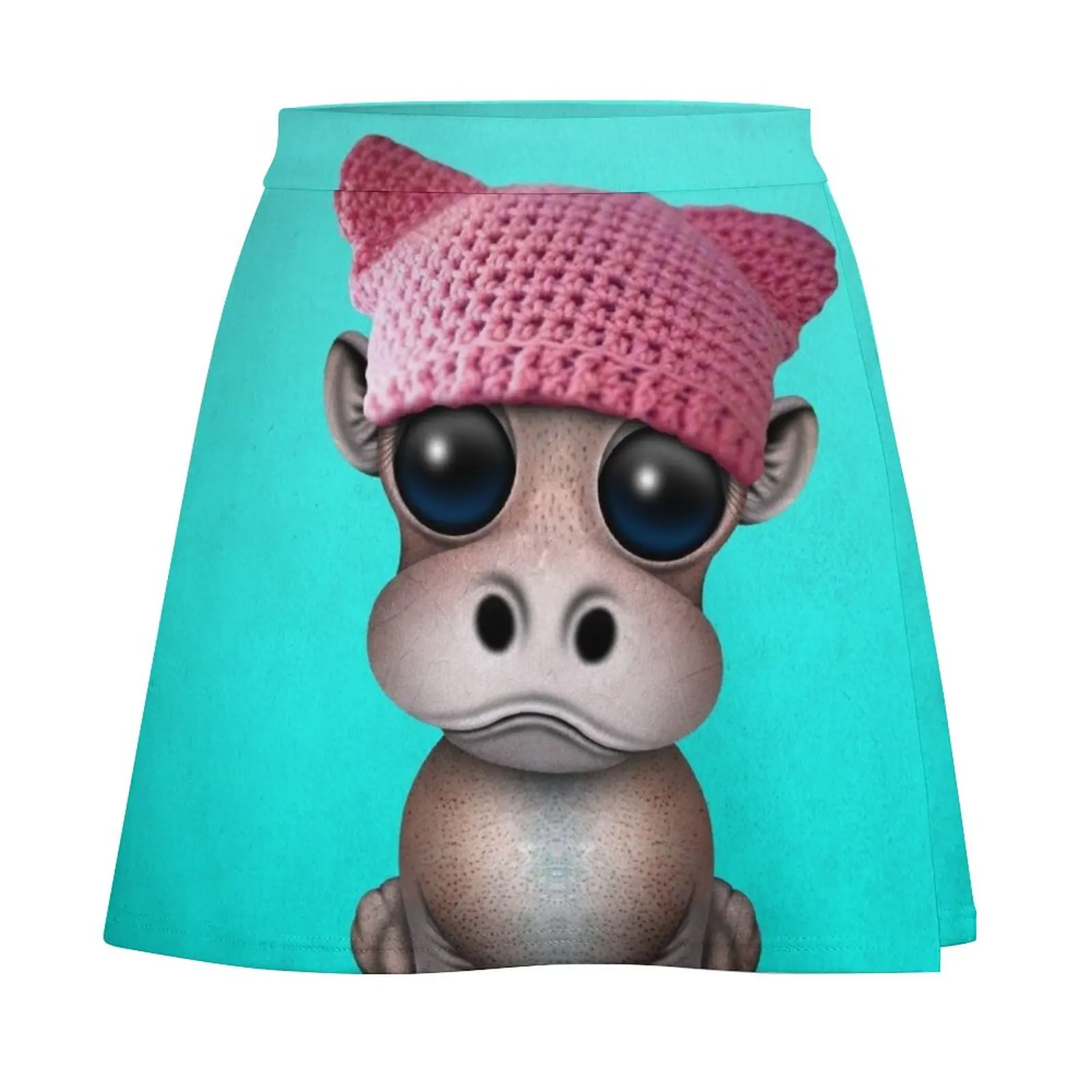 Cute Baby Hippo Wearing Pussy Hat Mini Skirt night club outfits skirt for woman skirt for women luxury women skirts