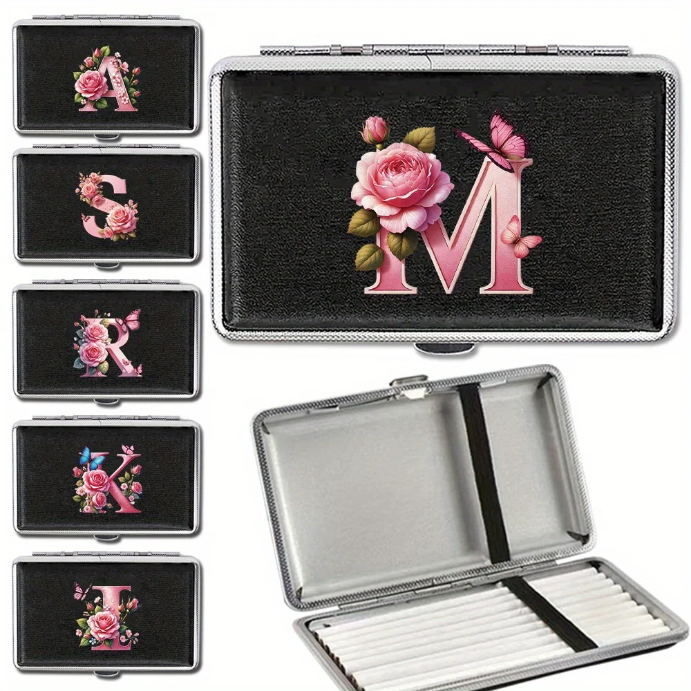 

1pc Portable PU Cigarette Storage Box Dustproof Cigar Protective Cover Smoking Storage Accessories Unisex Pink Butterfly Pattern