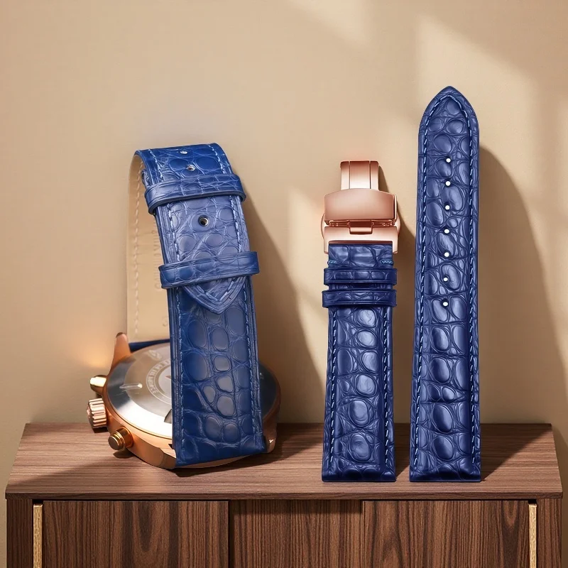 

unisex Blue Crocodile watchband 16mm 18mm 20mm 21mm 22mm For IWC Omega Citizen Blue cowhide watch Strap Bracelet wristband