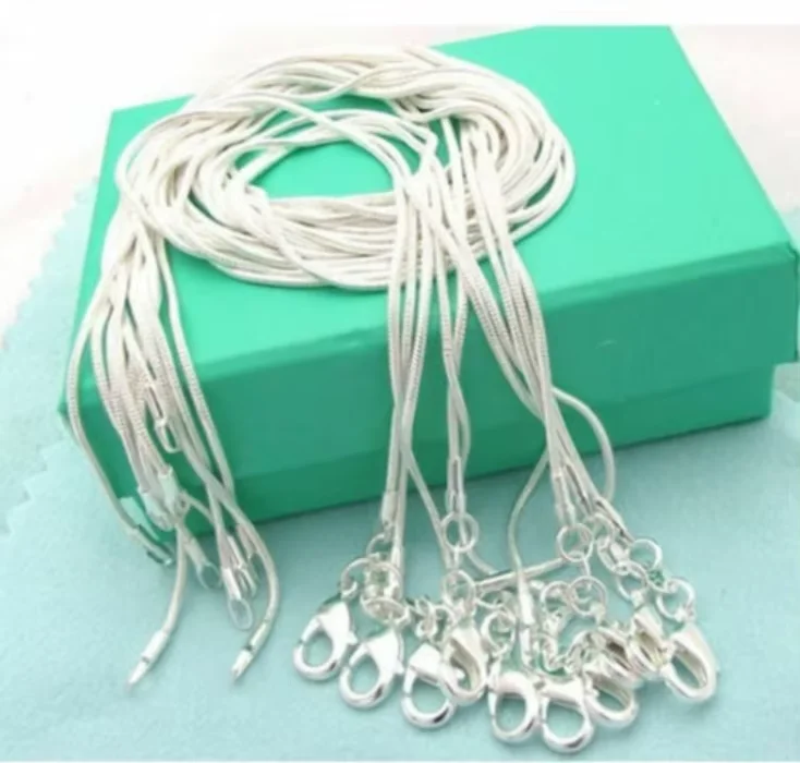 1PCS 925 Sterling Silver Snake Chain Necklace For Woman Man Fashion Jewelry