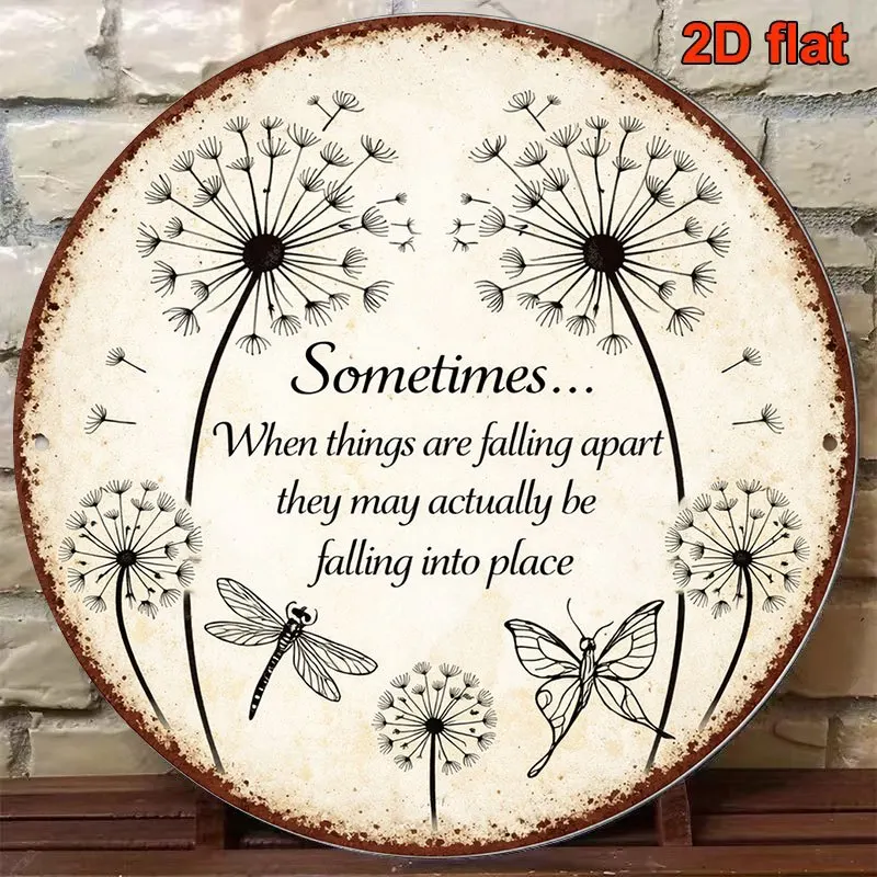 1pc 8*8In/20X20Cm 2D Flat Round Sign, Vintage Plaque about 