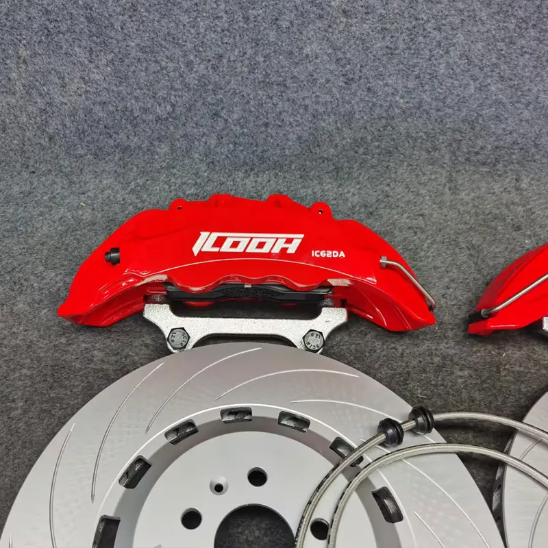 ICOOH 6 Pot Big Brake Caliper Kits with One-piece Style Disc Rotors 18/19/21 inch Wheels for Tesla 3 X Y