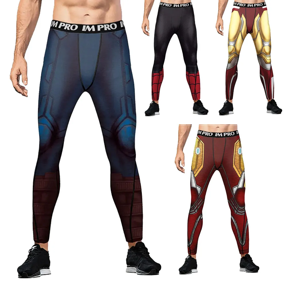 Men Quick Drying Fitness Skintight Legging Cosplay Costumes Compression Sportswear Gym Training Sports Bottoms Tights Man Pants