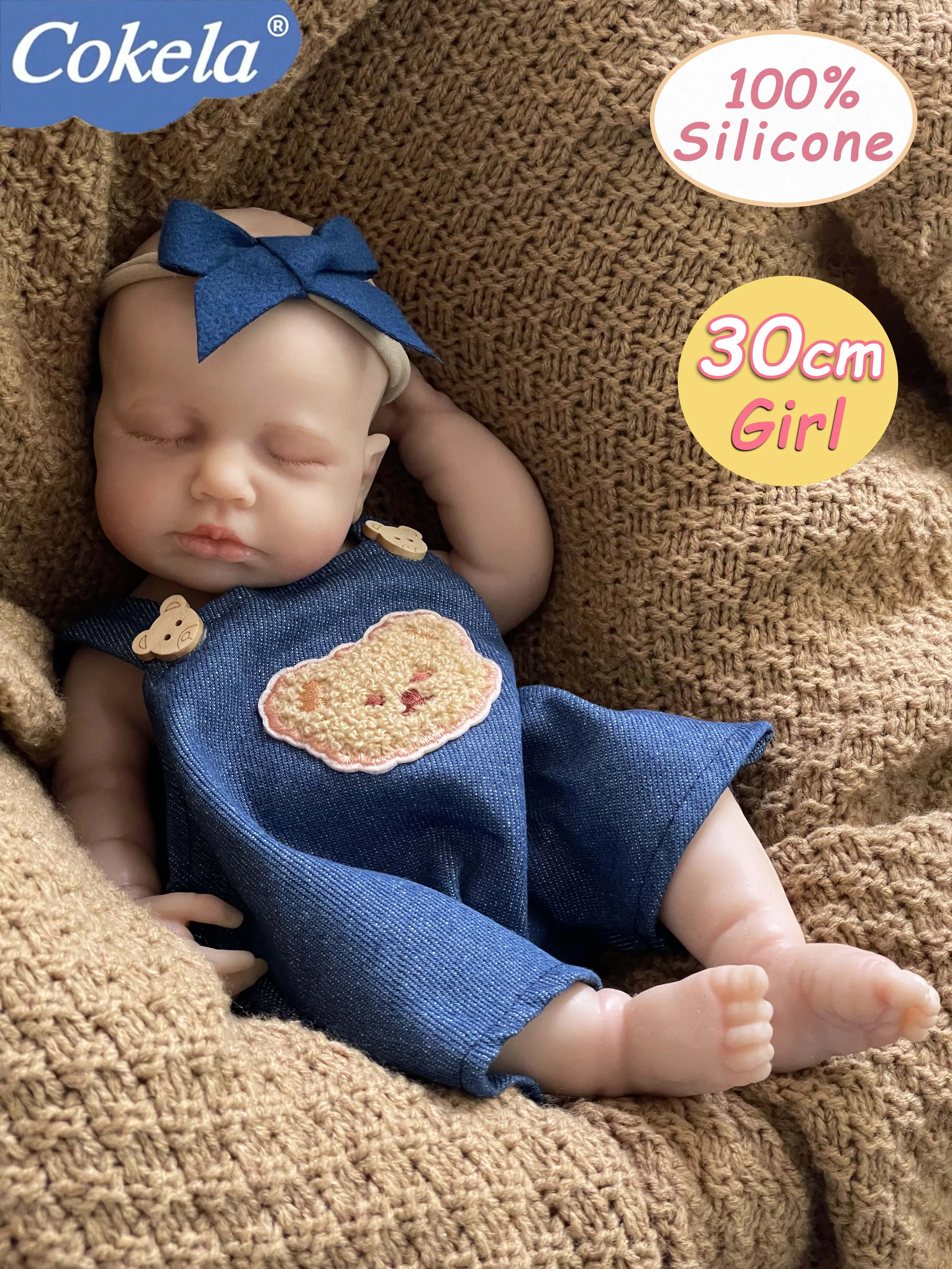 Cokela Muñeca bebé Reborn realista de tamaño pequeño, elástica, flexible, súper suave, de silicona sólida, 12 pulgadas