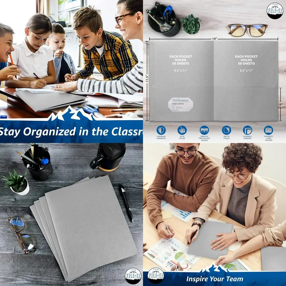 

Textured Gray Paper, 125 Pack, Letter Size, Two Pocket Folders