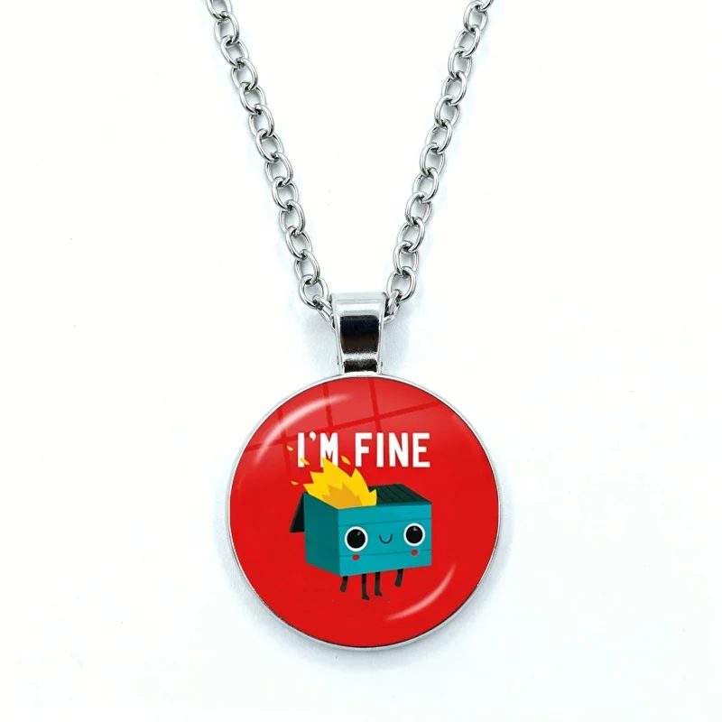 Funny Hang on Let Me Overthink This Necklace for Women Jewelry Cabochon Glass Pendant Fashion Necklace Wholesale