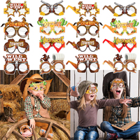 8pcs Western Cowboy Party Eyeglasses Decor Wild West Paper Glasses Western Photo Props Western Cowboy Themed Party Supplies