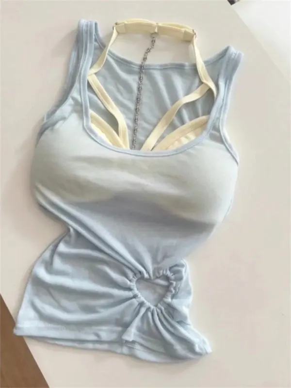 

Thai Style Spicy Girl Bralette Tank Top Women Early Spring New Outwear Color Block Sleeveless Two Piece Set Women's Fashion