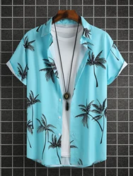 2024 Men's Fashion digital Printed short-sleeved Shirt Men's Hawaiian printed shirt