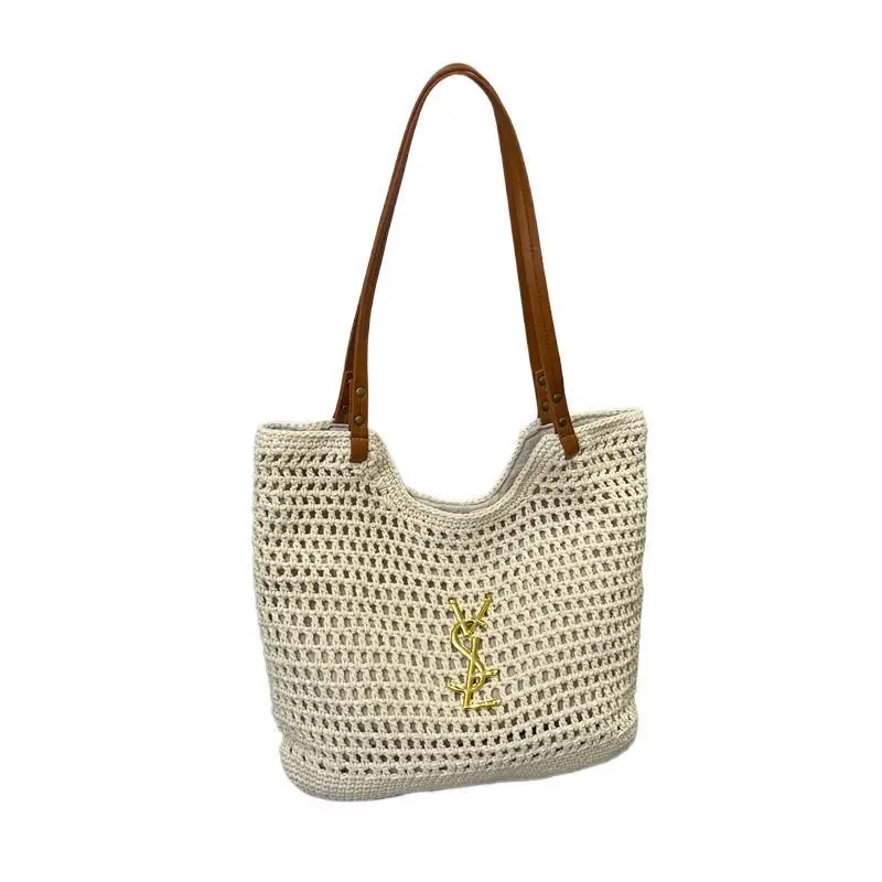 Estate 2025 Nuovo marchio di lusso Fashion Design Borsa tote da vacanza in paglia intrecciata di alta qualità Borsa da donna a spalla singola