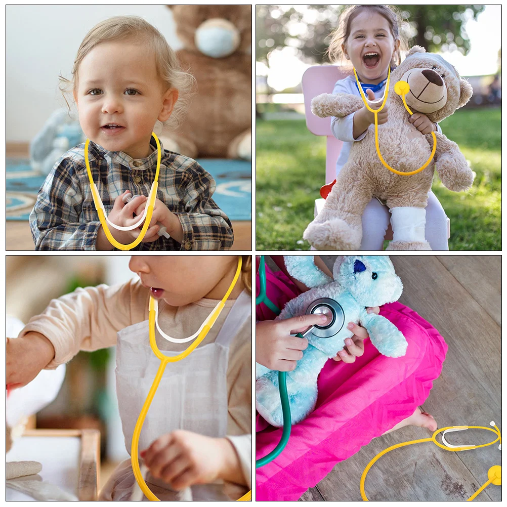 3 قطعة سماعة الطبيب للأطفال Playset سماعة الطبيب واقعية للأطفال التظاهر اللعب تعلم لعبة محاكاة مشهد المستشفى #4