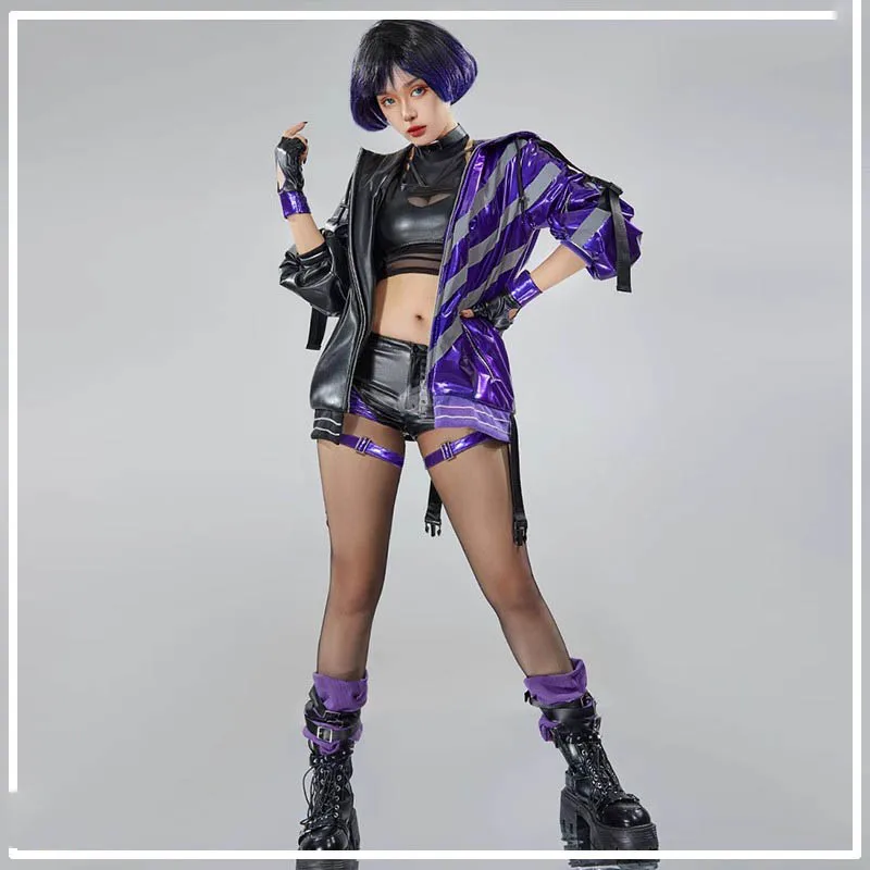 لعبة تيكين 8 لينغ رينا أزياء فانتازيا التأثيرية تمويه للنساء البالغات ملابس علوية قصيرة ملابس الهالوين كرنفال الباروكات الأحذية