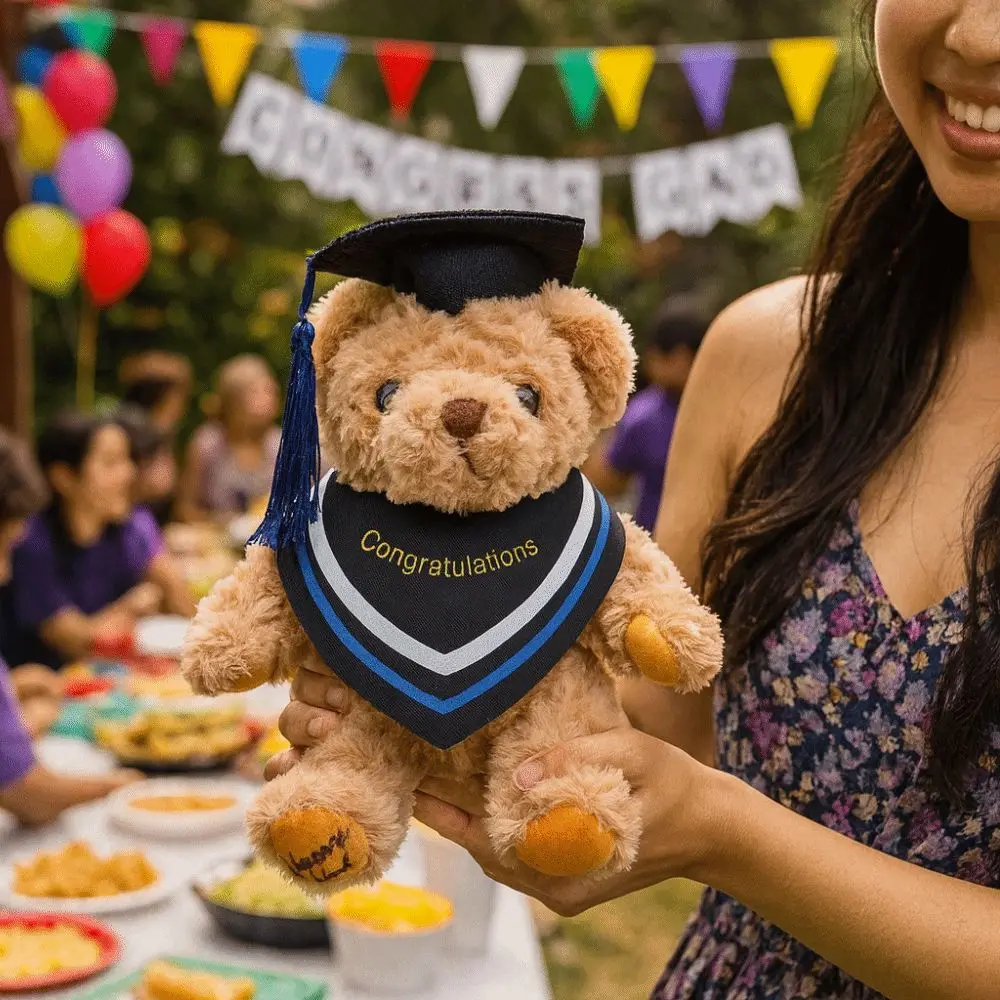 Temporada de formatura comemorativa urso brinquedo de pelúcia bonito 20cm médico urso boneca macio recheado doctoral boné urso animal boneca crianças presente