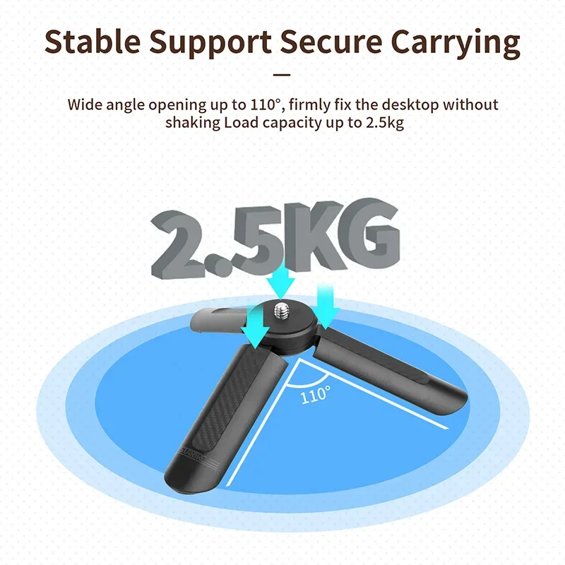 حامل ثلاثي طاولة قابل للتمديد مع 1/4 برغي جبل مقبض الكاميرا قبضة ل Insta360 X4/Action 5 pro/Pocket 3 كاميرا البث المباشر/مدونة الفيديو