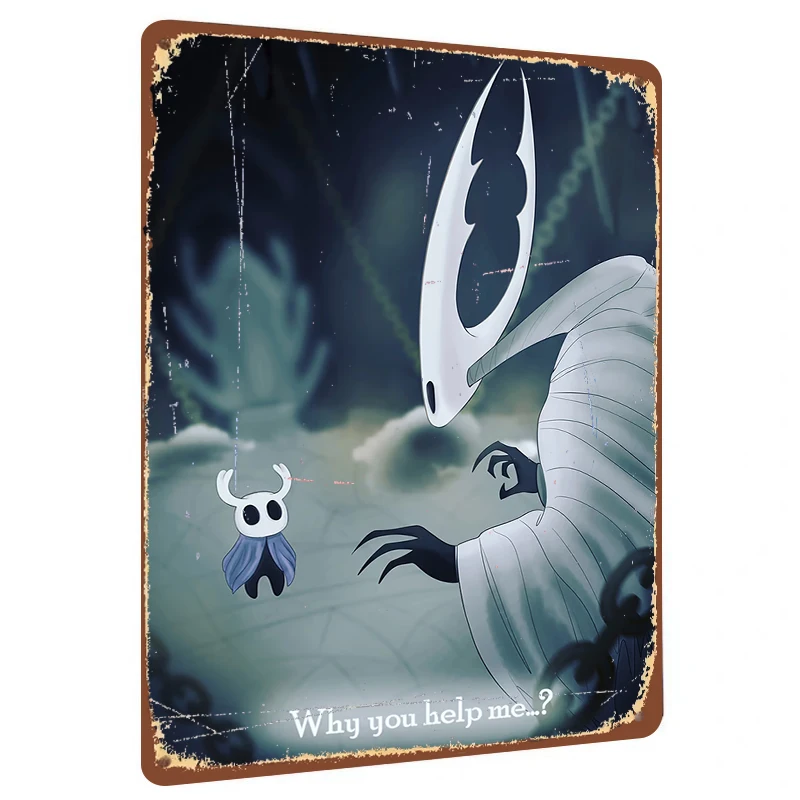 Hollow Knight Custom Metal Poster Game Peripheral Cartoon Anime Wall Art Living Room Bedroom Decoration