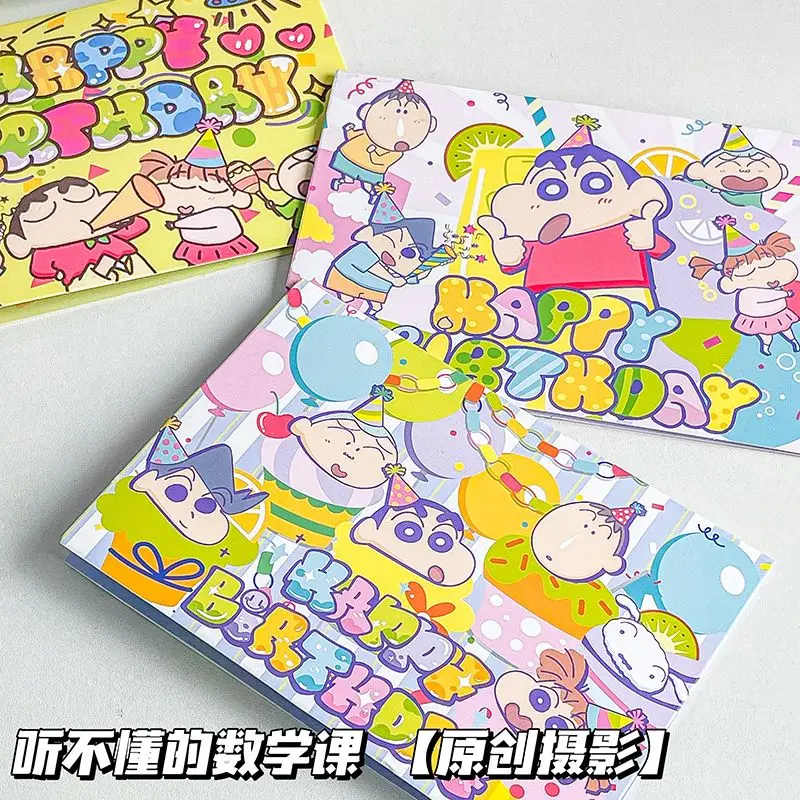 Kawaii Crayon Shin-Chans Nohara Shiros 3D Greeting Card Holiday Blessing Card Foldable Single-Sided Postcard Card Birthday Card