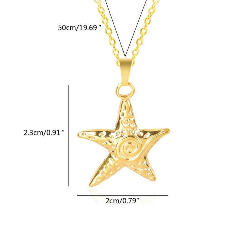 Ocean-Lover Exaggerate Necklace Beach Vacation Pendant Choker Big Star Pentagram Pendant Necklaces for Couple