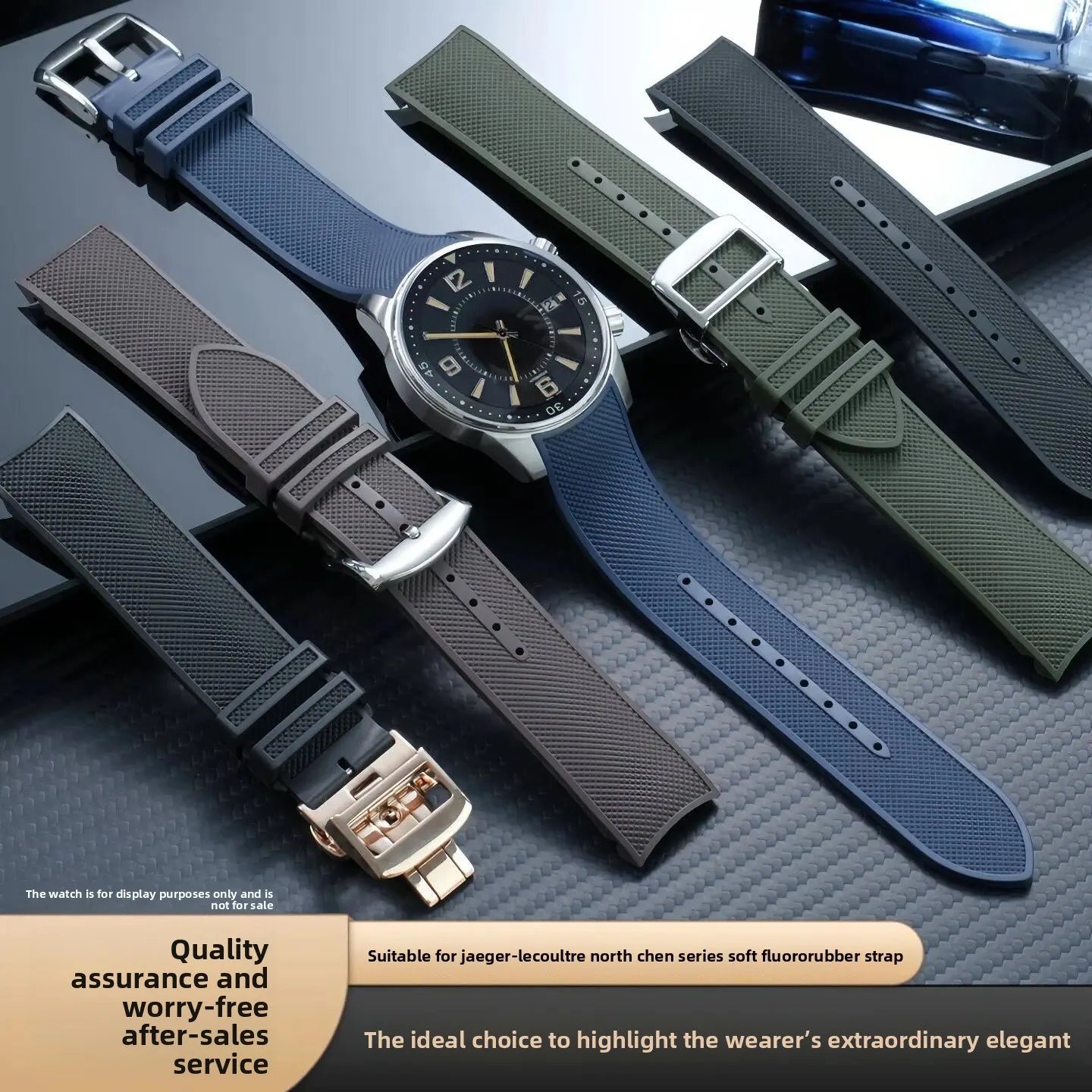 21mm High Quality Fluororubber Strap For Jaeger-LeCoultre Series Q906868J Q9068650 Watchband Curved Interface FKM Bracelet