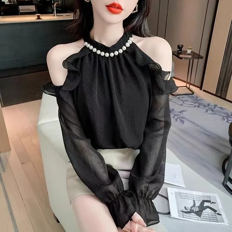 

Шифоновая свободная женская рубашка и блузка Y2k, модная повседневная молодежная распродажа, крутые элегантные роскошные женские топы с длинными рукавами, 2025 г.