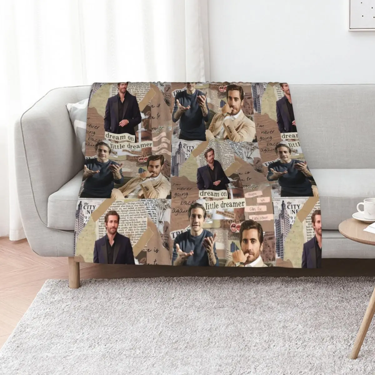 

Jake Gyllenhaal photo collage Throw Blanket Sleeping Bag Cute Picnic Summer Beddings Blankets