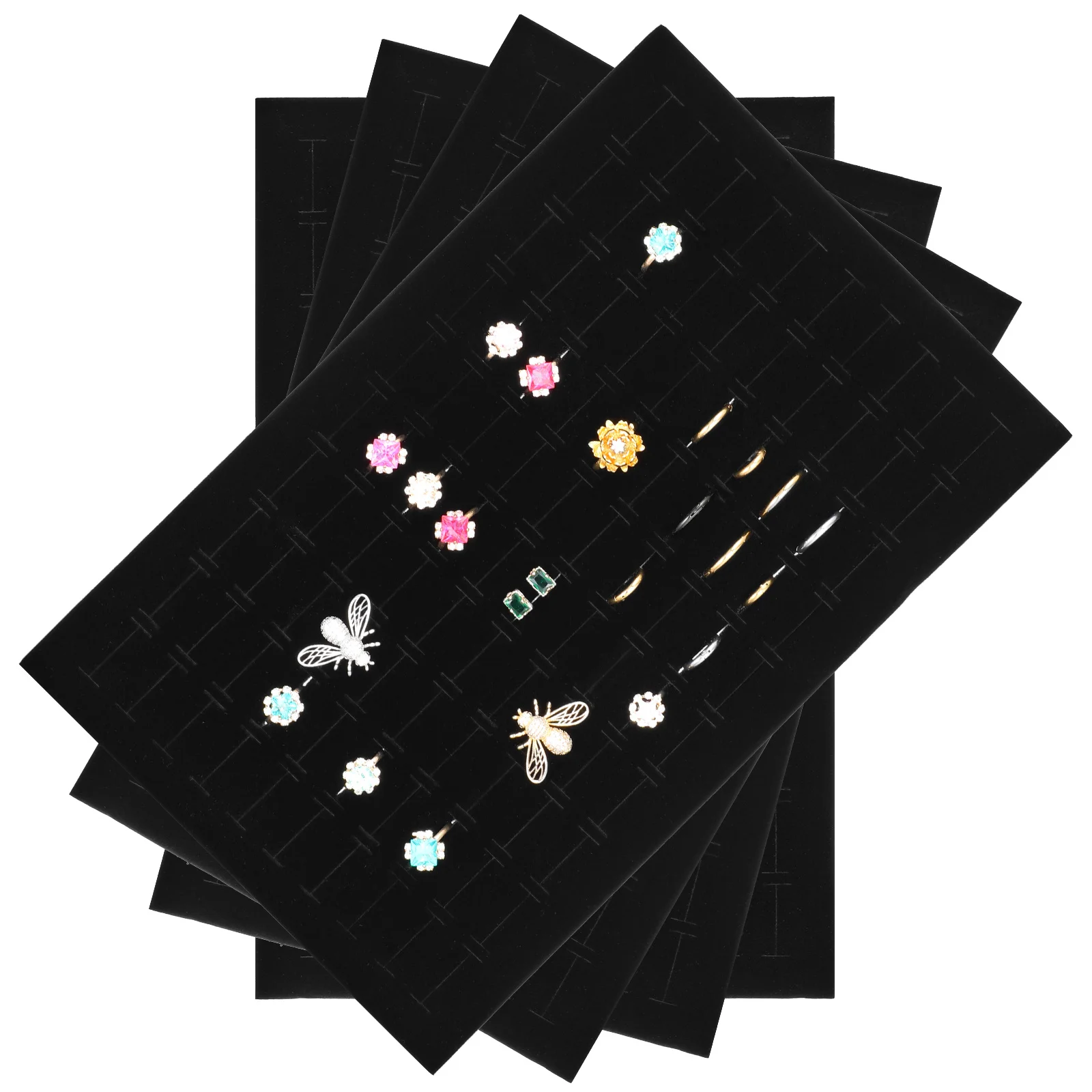 4 قطعة صندوق مجوهرات الإسفنج الوسادة إدراج حلقة عرض القرط التخزين المنظم متعددة الوظائف الإسفنج حصيرة حامل صينية إدراج