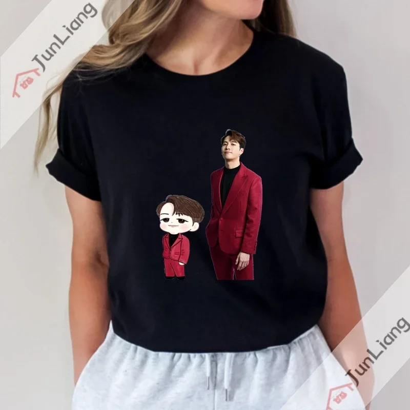 Pop Singer Fans recuerdos Zevity Jackson Wang moda coreana mujer blusa 2025 regalo de cumpleaños ropa femenina Y2k Camiseta de algodón
