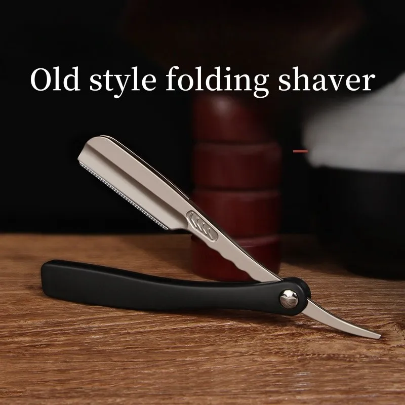 Manual Folding Zinc Alloy Shaver para homens, estilo antigo, cabeleireiro, recomenda a cabeça de óleo, sobrancelha aparar suporte