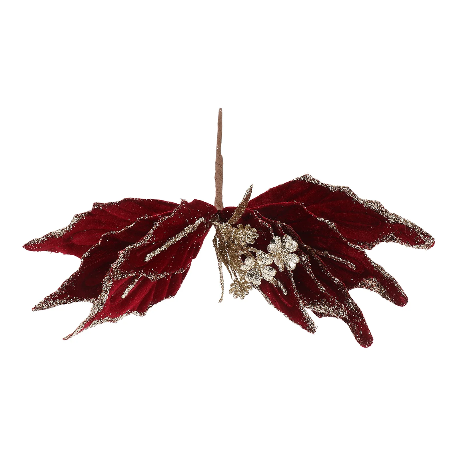 

Red Glitter Poinsettia Artificial Flower Stems Metallic Mesh Sparkle Holiday Tree Garland Wreath Floral Decorations