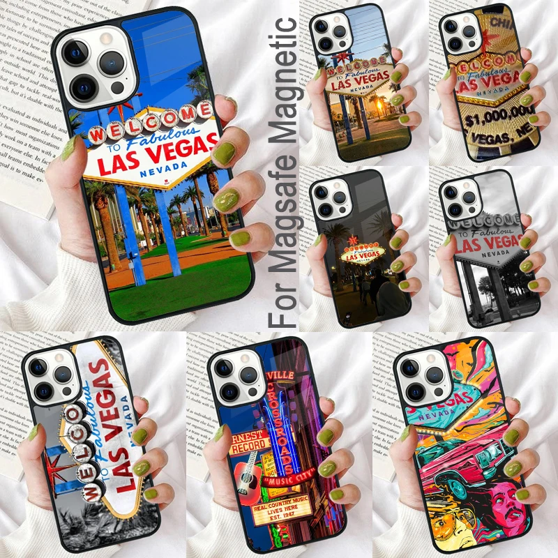 Las Vegas Nevada Magnetic Soft Phone Case for iPhone 16 Promax 15 Pro 13 14 Plus 11 12 Mini MagSafe Coque