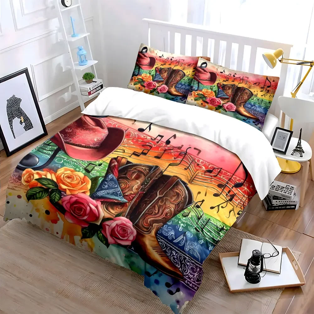 Cowboy Style Decor Set Soft Comfortable Duvet Cover Bedding Set Included 1*Duvet Cover & 2*Pillowcases, gift