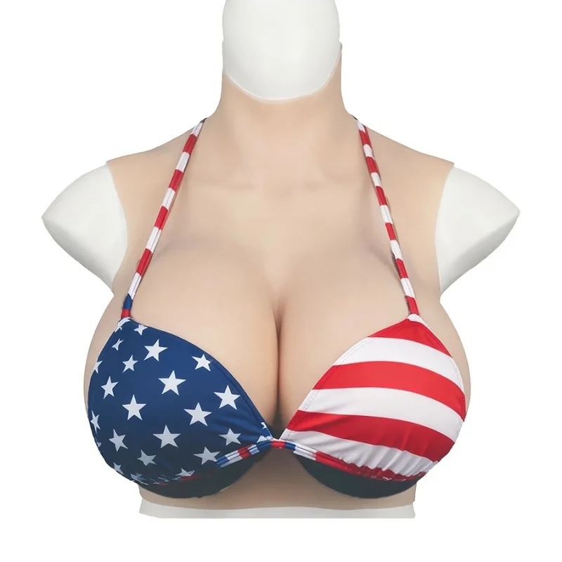 High Neck Silicone Chest Plate, Top for Drag Queens, Film/TV Costume Fake Breast, CDEG Cup Suitable for Drag Performance.