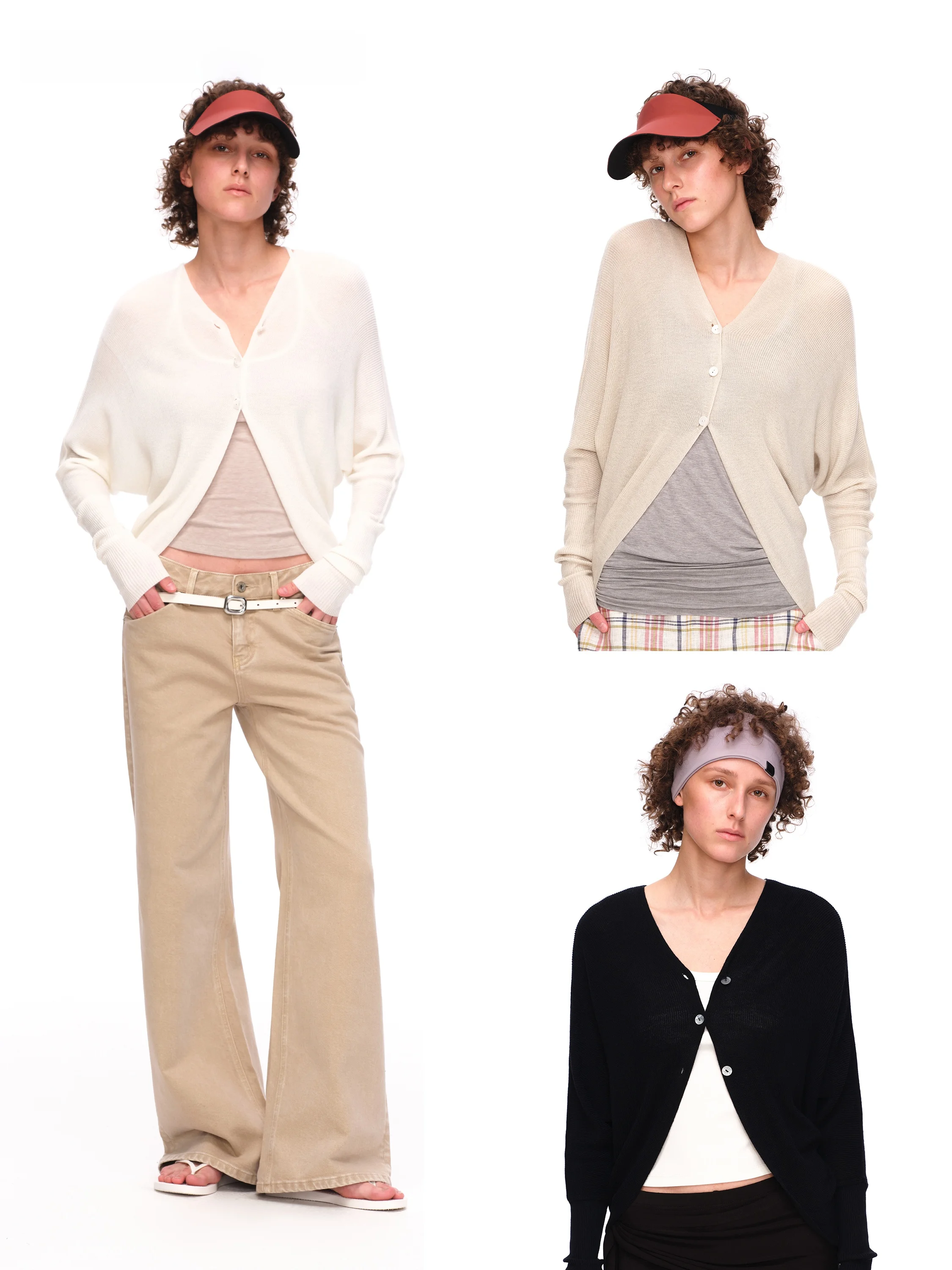 

Lightweight Spring Batwing Sleeve V-Neck Cloak Knitted Long Sleeve Open Cardigan Outerwear Simple Style Women's Knitted Sweater
