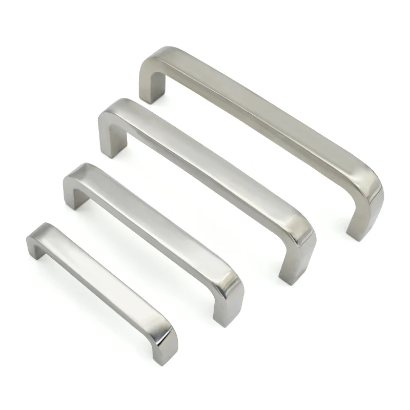 Slim Pull Modern Industrial Stainless Steel Polished Handle U Shaped Cabinet Door Handle 100/120/150/180mm Hole Spacing