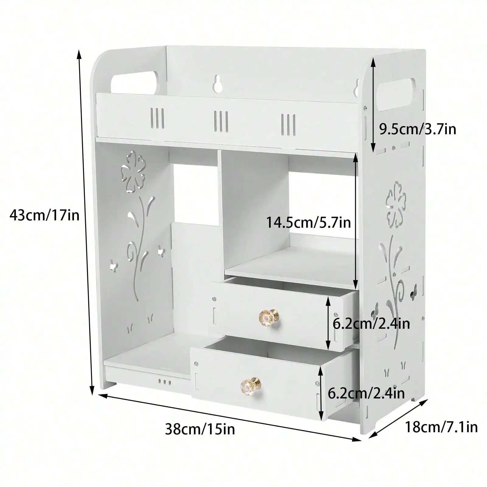 

Bathroom Wall Cabinet Wall Mounted Shelf Small Bathroom Wall Cabinet Med with 2 Drawers