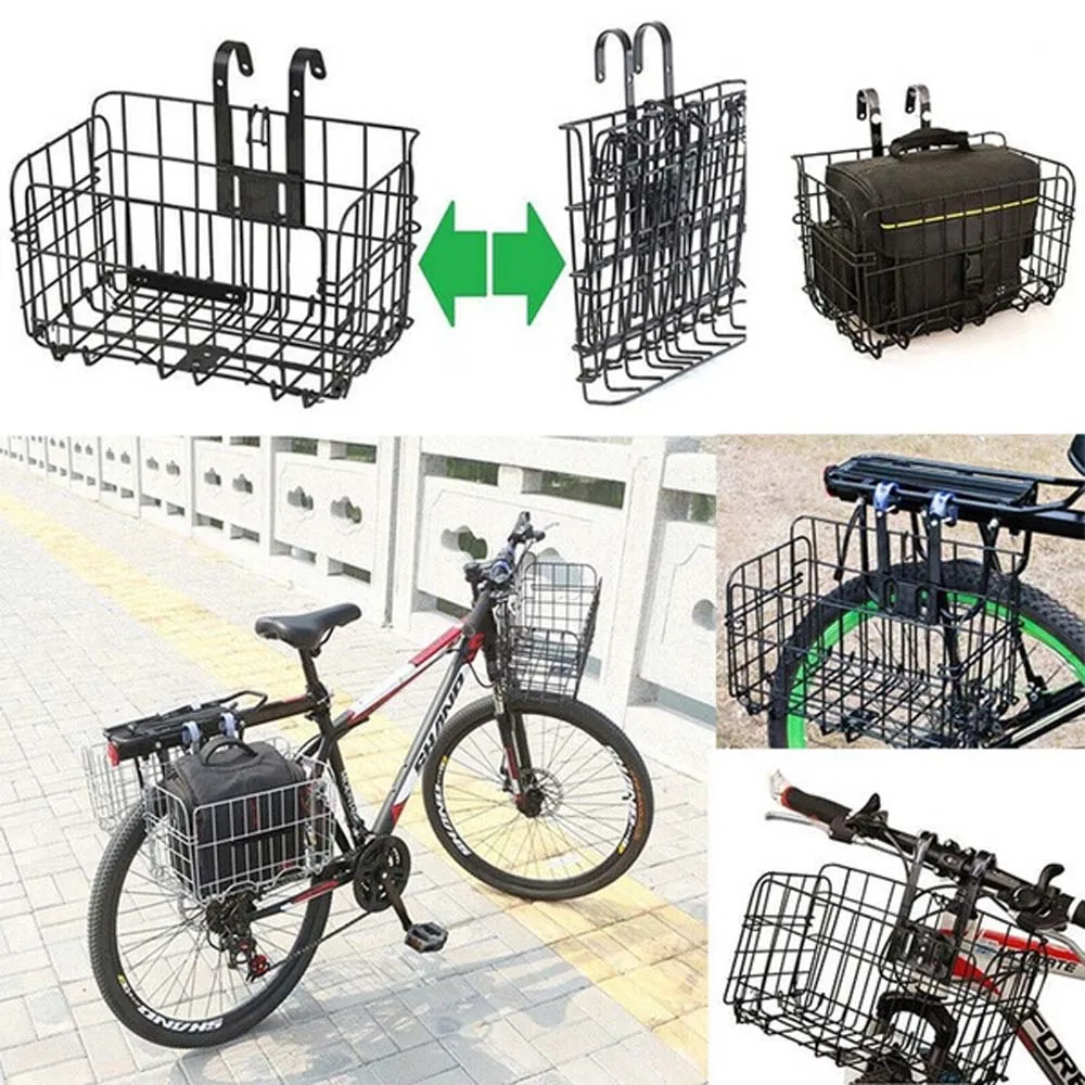 Bicycle Metal Bracket Foldable Bike Cycling Luggage Rack Bike Panniers Bike Basket Front Rear Basket